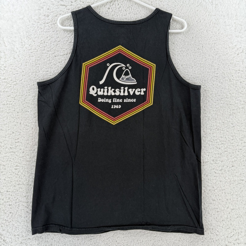 Quiksilver Shirt Mens Large Black Doing Fine Since 1969 Tank Top Surf Skate